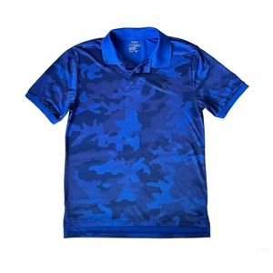 Polo Ralph Lauren Boys Performance Polo Size XL Blue Camouflage Button Collar